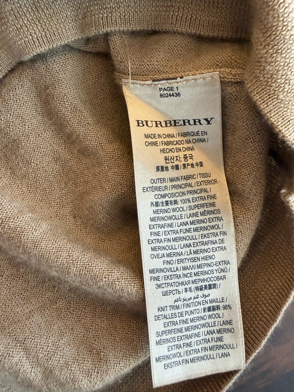 Burberry Uniform Extra Fine Merino Wool Cardigan Camel Beige Size L Luxury Knit - Picture 6 of 7